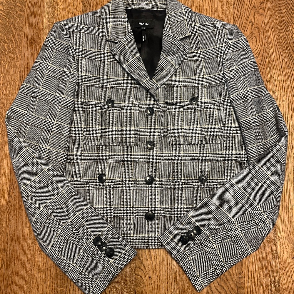 ME+EM Black and White Plaid Blazer